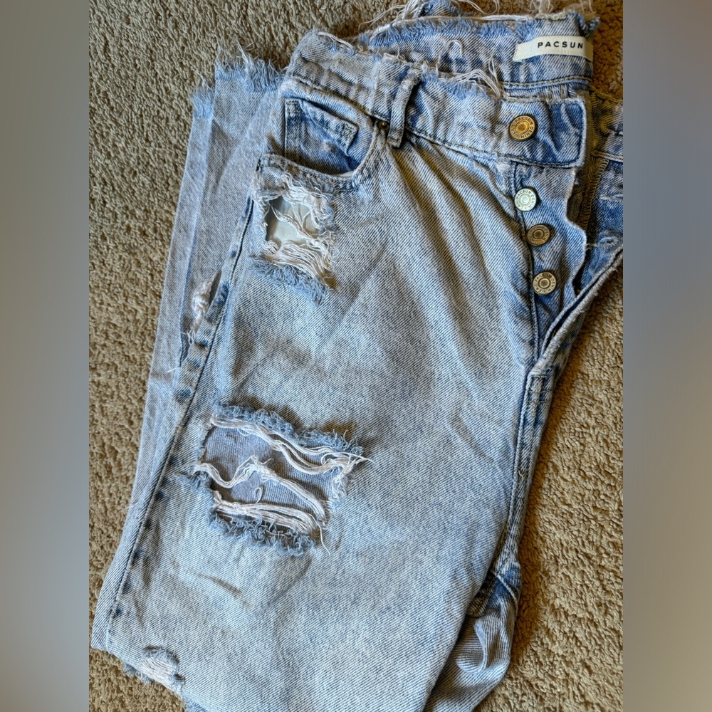 Pacsun high waisted cut/ripped jeans, size TWENTY EIGHT.